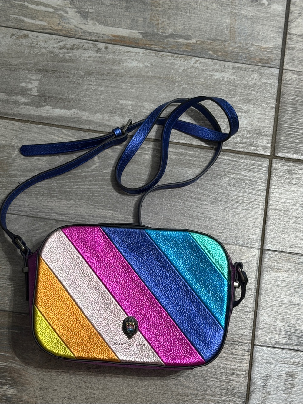 Iridescent Rainbow Stripe Crossbody Bag - Multicolor